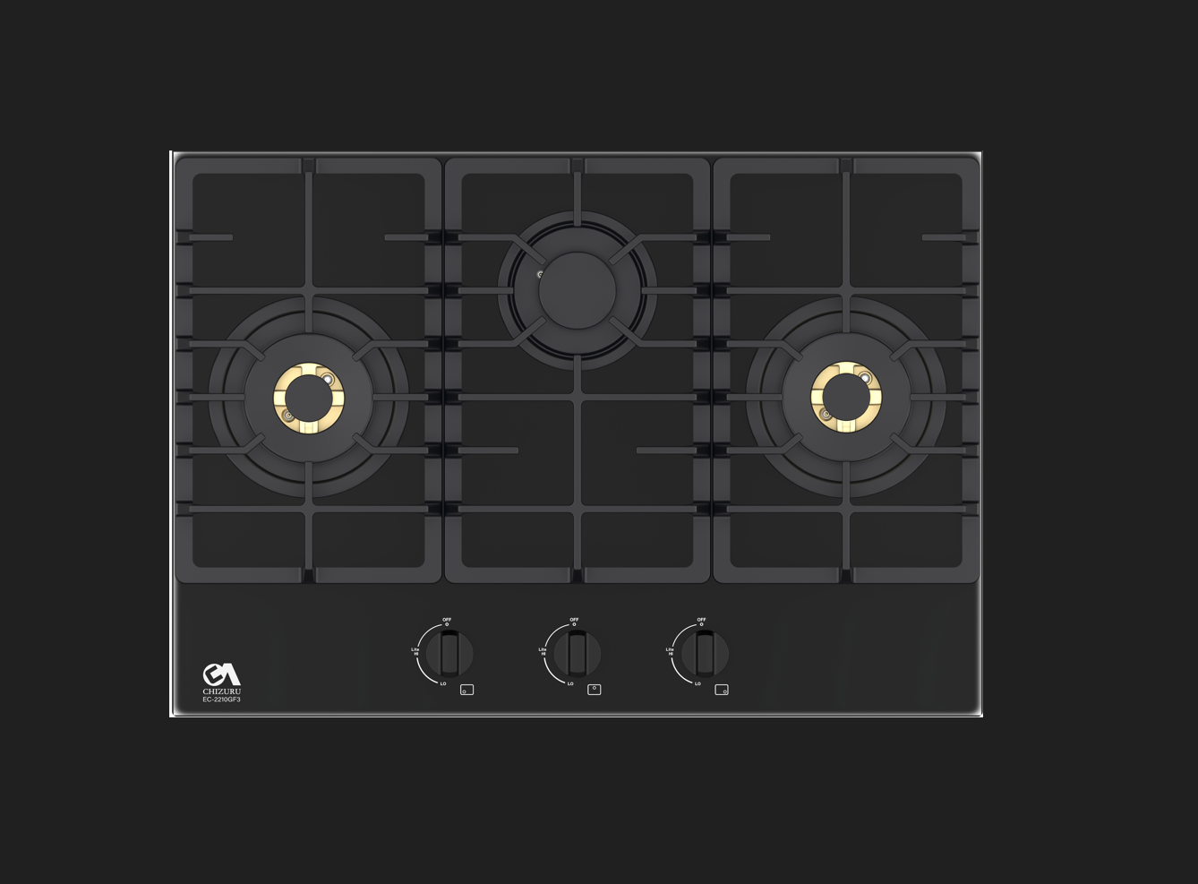 CHIZURU EC-2210GF3 PROFESSIONAL 3-BURNER GAS COOKTOP 30"